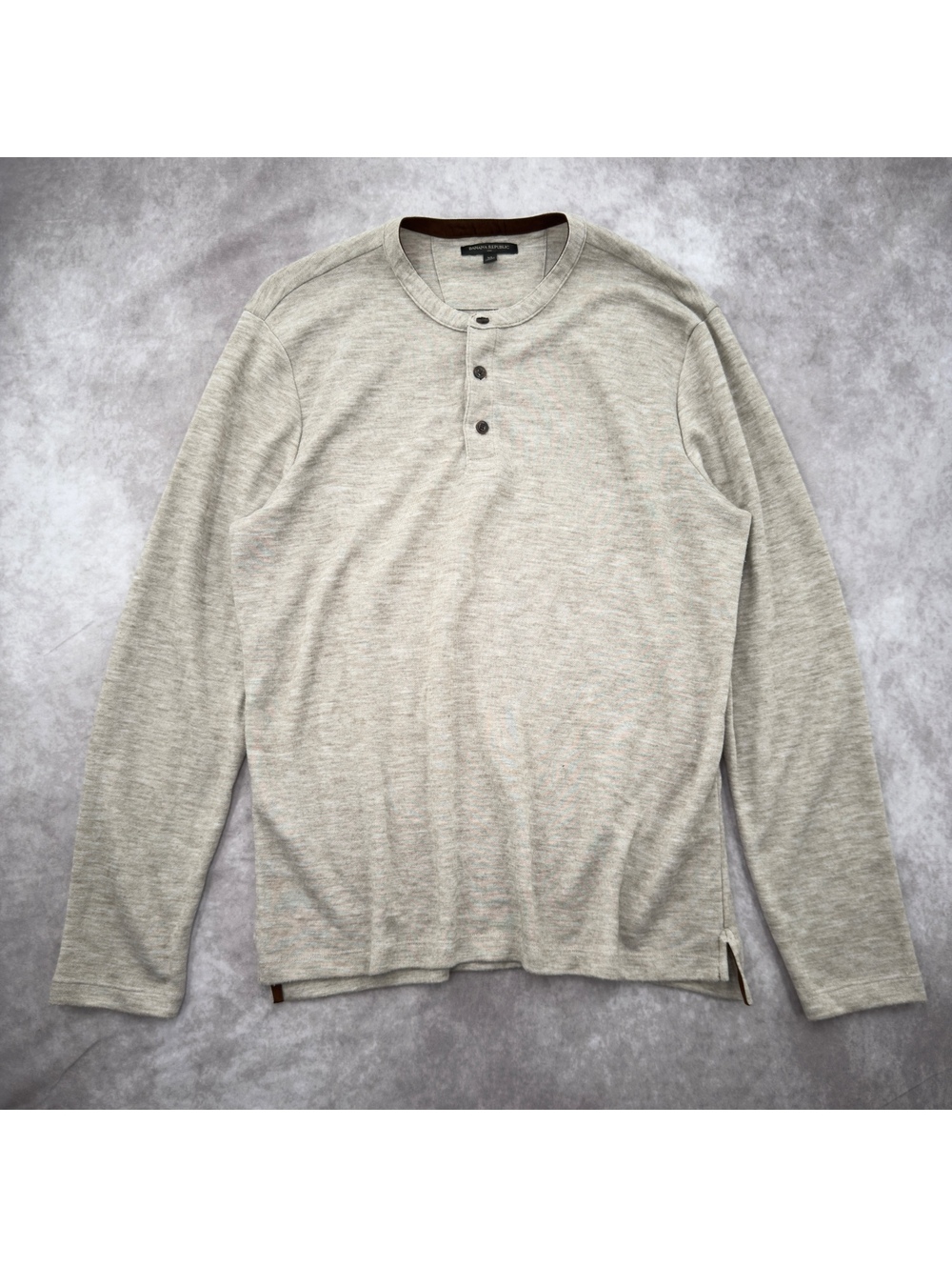 Banana republic henley long sleeve shirt y2k grunge indie sleaze beige mans XL